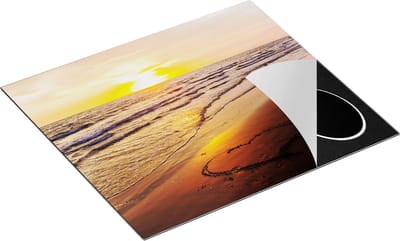 Chefcare Inductie Beschermer Zonsondergang op het Strand met een Hartje - 60x50 cm - Afdekplaat Inductie - Kookplaat Beschermer - Inductie Mat