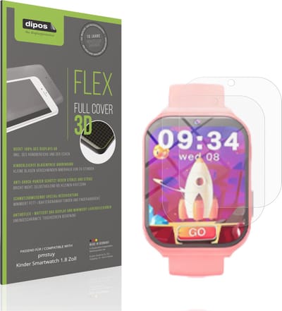 dipos FLEX – 2x Matte Screenprotector geschikt voor pmstuy Kinder Smartwatch 1.8 Zoll | Volledige Schermbescherming | Case-Friendly