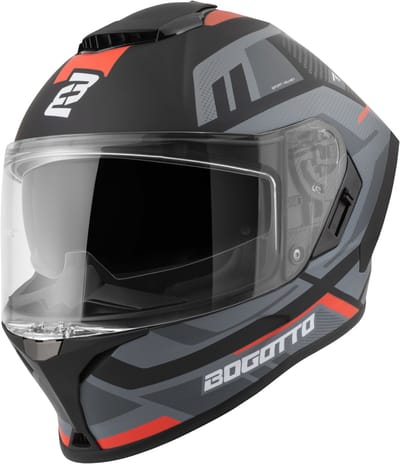 Bogotto Phantom Codex Zwart Grijs Rood Fiberglas Integraalhelm - Helm