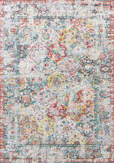 Wasbaar Binnen & Buiten Vloerkleed - 140 x 200 cm - Louis De Poortere Bakthiari Janiserry Multi - Laagpolig Tapijt - Gerecycled PET - Made in Belgium - Circulair
