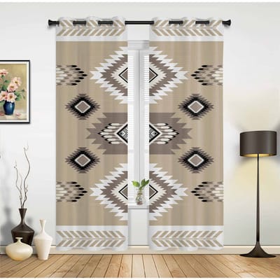 Vintage Patroon Madeliefje Vlinder Raamgordijnen voor Woonkamer Luxe Slaapkamer Gordijn Keuken Jaloezieën Draperieën Gordijnen 135W x 60H(cm) x1 beige
