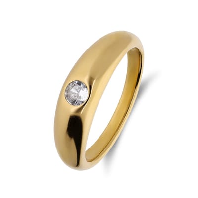 Lucardi Dames Stainless steel ring met zirkonia voor dames - Ring - Staal - Goudkleurig - 16 / 50 mm