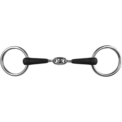 Mors 2 ringen voor paard van rubber met dubbele breuk York