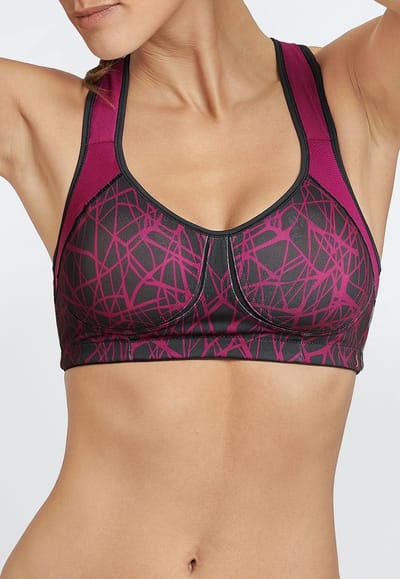 SCHIESSER Active bh (1-pack) - dames sportbeha voorgevormde cups zonder beugel high support berry gedessineerd