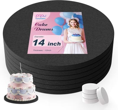 Set van 6 Zwarte Ronde Taartplanken 35 cm - Stevige Vetvrije Taartborden voor Meerlagige Taarten