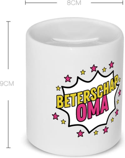 Akyol - beterschap oma Spaarpot - Beterschap - een oma die ziek is of iets gebroken heeft - cadeau voor zieke oma - ziek - koorts - snel beter worden - cadeau - beterschap cadeau - kado - gift - geschenk - spaarpot