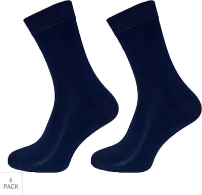 Boru Bamboo - 6-Pack - Sokken met Badstof Zool - Bamboe - Naadloos - Heren / Dames - marine - 35-38 - 2304