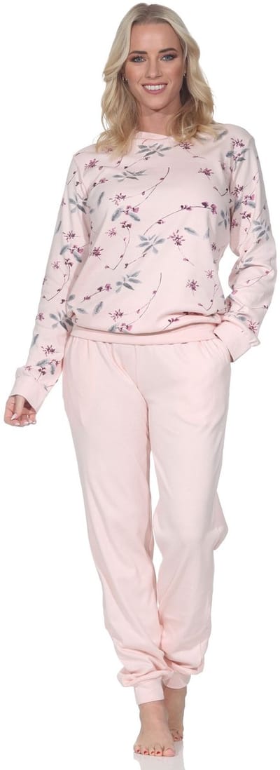 Normann damespyjama met lange interlock met manchetten in elegante look - ook in oversize