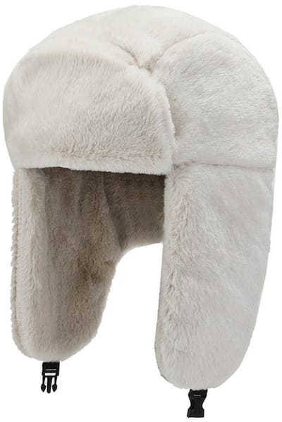 Dames Heren Hoed Winter Suede Bivakmutsen met oortelefoon Warm Imitatiebont Voering Cap Winddicht Bivakmuts Skiën Motor Snowboard Kamperen Wandelen, wit
