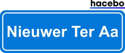 Hacebo - Plaatsnaam Sticker - 29x10 CM - Nieuwer Ter Aa sticker - Verkeersborden sticker - grappige cadeaus - Nieuwer Ter Aa
