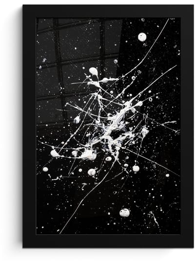 Poster in lijst - Fotolijst 20x30 cm - Posters - Verfspatten - Wit - Abstract - Explosie - Posterlijst zwart - Decoratie - Wanddecoratie woonkamer - Muurdecoratie slaapkamer