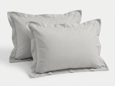 Trio - Kussenslopen - Egyptisch Perkal Katoen - 200 TC - 2x 65x65 cm - Met Volant - Grijs