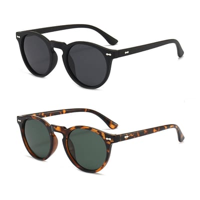 Dailygoods- Zonnebril Gepolariseerd 2 Stuks - UV-Bescherming - Heren/Dames - Zonnebril voor Golf/Rijden/Vissen - Glanzend Zwart/Schildpad - Hoge Resolutie Lenzen - Zonnebrillen