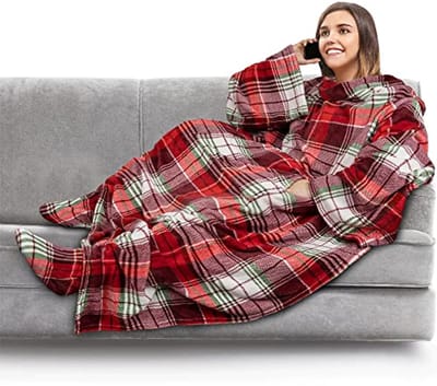 Fleece Deken met Mouwen en Voetzakken voor Volwassenen - Warm en Cozy Cadeau Ideaal voor Kerst