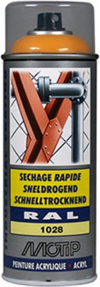 Motip industrial acryllak hoogglans RAL 1028 meloen geel - 400 ml