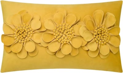 Decoratief Rechthoekig Kussenhoes 3D Zonnebloem Accent Kussen Slaapkamer Sofa Kussenhoes - Mosterdgeel Suede