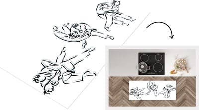 Keukenloper - Loper keuken - drie verschillende situaties in judo - 120x50 cm - Keukenloper vinyl