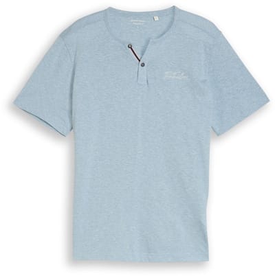 Tom Tailor - Henley T-shirt met fijne streepjes - Maat XXXL - spring blue fine stripe
