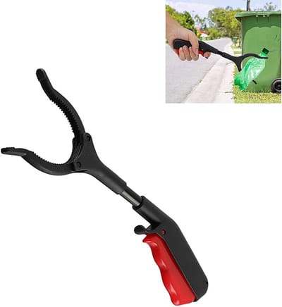 1 stuk Klauwtype afvalgrijper - krachtige grijpkracht, breed toepasbaar - objectgrijper/-grijper - gereedschap voor het opruimen van puin - 10*9*30 cm - geschikt voor het oppakken van afval, ongedierte en puin - zwart en rood.