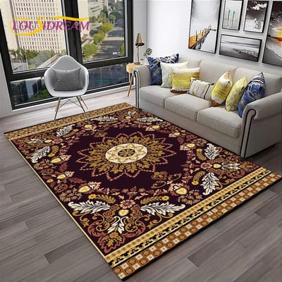 Turkije Boheems Perzisch Bloemen Tapijt Vloerkleed voor Thuis Woonkamer Slaapkamer Bank Deurmat Keuken Decor, Vloerkleed Antislip Vloermat 40x60cm(15x23in)