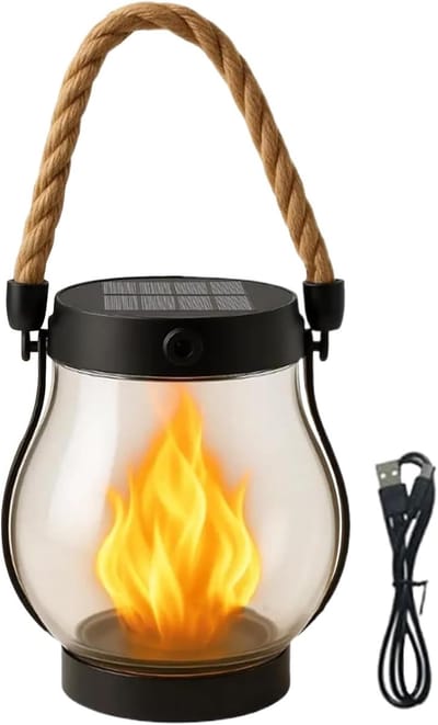 Camping lamp - kampeerlamp - Tentlamp - Kampeerlantaarn - Flikkerende Vlam Tuinverlichting - Waterdicht en Weerbestendig - Zonne-lantaarn Buitenverlichting - Flikkerende Zonne -lamp - Voor Spookhuis Tuin Balkon Tuin(1 stuk)