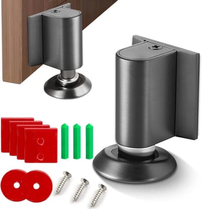 Magnetische Deurstopper - Vloerhouder - Muren Beschermen - In hoogte verstelbaar - Max 22mm spleet - Grijs