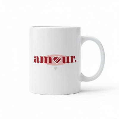 Amour Liefde Mok – Minimalistische Romantische Koffiemok – Elegant Cadeau voor Liefde & Valentijn – 330 ml