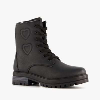 Blue Box meisjes veterboots met hartjes zwart - Maat 30