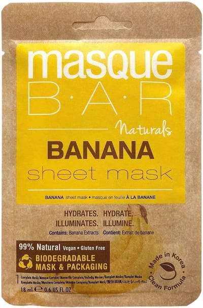 Masque BAR naturals - sheet mask banana - anti-aging - vegan gluten free - gezichtsmasker tissue masker - banaan - made in Korea