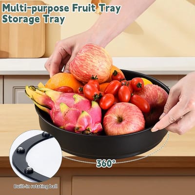 Famanu - Draaiplateau 31 cm roestvrij staal zwart keuken organizer