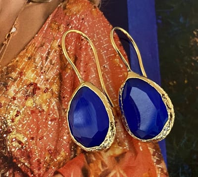 Oorbellen cateye steen kobalt blauw