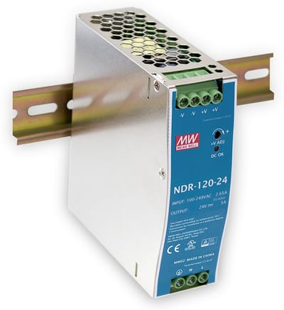 Mean Well NDR-120-24 DIN-rail netvoeding 24 V/DC 5 A 120 W Aantal uitgangen: 1 x Inhoud: 1 stuk(s)