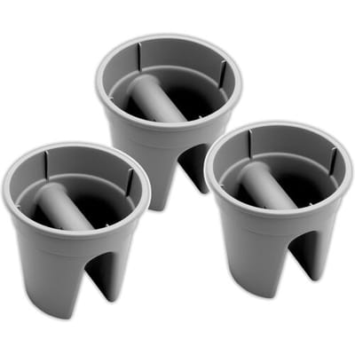 KHW Set van 3 balkon bloempotten Flowerclip (Grijs)