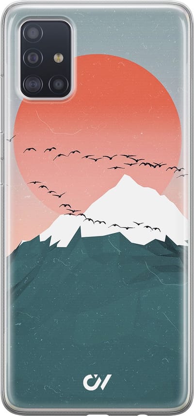 Hoesje geschikt voor Samsung Galaxy A51 hoesje - Mountain Birds - - Blauw - - Casevibes