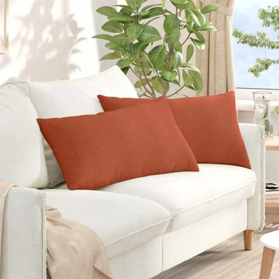 vidaXL - Zitkussens - 2 - pcs - Rood - Oranje - 80 - x - 40 - cm - Corduroy - stof