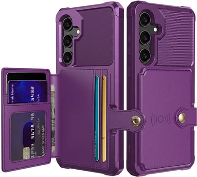 Portemonnee Hoesje Geschikt voor Samsung Galaxy A37 - Back Cover met Pasjeshouder - Telefoonhoesje voor Pinpas - Kaarthouder op Achterkant - Case met Magneet Paars
