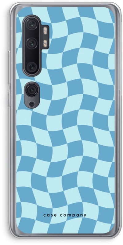Case Company® - Hoesje geschikt voor Xiaomi Mi Note 10 hoesje - Grid Blauw - Soft Cover Telefoonhoesje - Bescherming aan alle Kanten en Schermrand