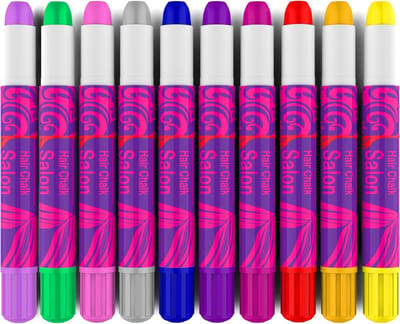 Famanu - Haar Krijt Cadeau voor Meisjes - 10 Tijdelijke Niet-Giftige Gemakkelijk Wasbare Haarkleurstof Kleurrijk, Metaal, Glitterpennen - Geweldige Spelletjes Verjaardag Meisjes