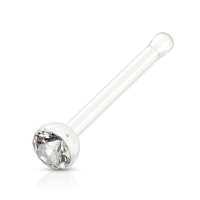 Neus piercing acryl steen wit 0.8x6x2 - LMPiercings