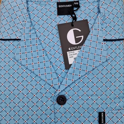 Gentlemen heren pyjama - 100% katoen flanel - maat 52 - Red dots blue