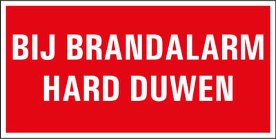 Bij brandalarm hard duwen sticker 100 x 50 mm