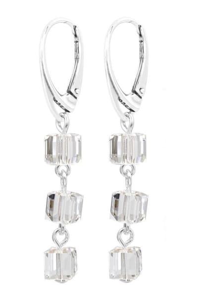 ARLIZI 1749 Oorbellen Swarovski Kristal Kubus Transparant - 925 Sterling Zilver - 5 cm