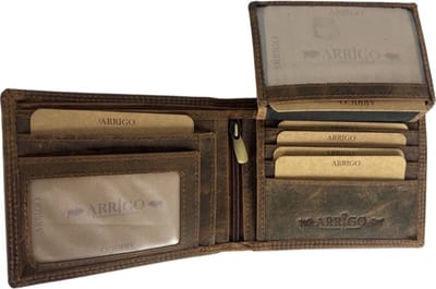 Portemonnee Heren - Zonder Muntgeld Vak - Cognac - RFID - Anti-Skim - Portemonnee - Pasjes