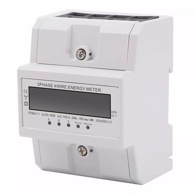 Driefasen elektriciteitsmeter - DIN-railmontage - 5(100)A - 230/400V - Driefasen vierdraads - 8-cijferig LCD-display - Geschikt voor fabriek, kantoor en thuisgebruik
