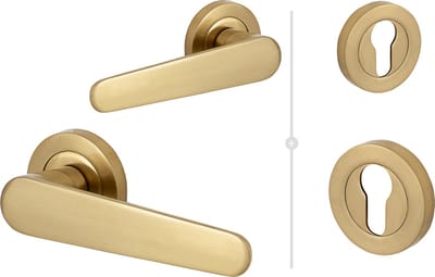 Ronda deurklink set op rozet - mat goud - incl. profielcilinder rozetten - Eliot® Deurbeslag
