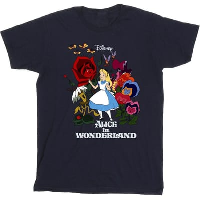 Disney Heren Alice In Wonderland Bloemen T-Shirt (Marineblauw)