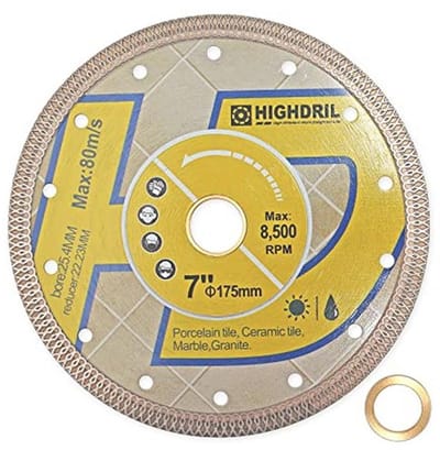 7 Inch Diamant Cirkelzaagblad voor Porselein, Keramiek, Graniet en Marmer - Droog en Nat Snijden