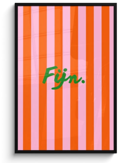 Poster in lijst - Fotolijst 80x120 cm - Posters - Patroon - Oranje - Fijn - Strepen - Posterlijst zwart - Decoratie - Wanddecoratie woonkamer - Muurdecoratie slaapkamer