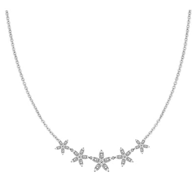 Luxenter 925 sterling zilveren ketting met glanzende zirkonia en rhodiumafwerking - Rethi