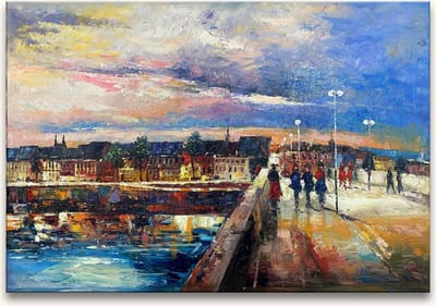 Handgeschilderd schilderij Olieverf op Canvas - Willem Haenraets 'Brug van Maastricht'